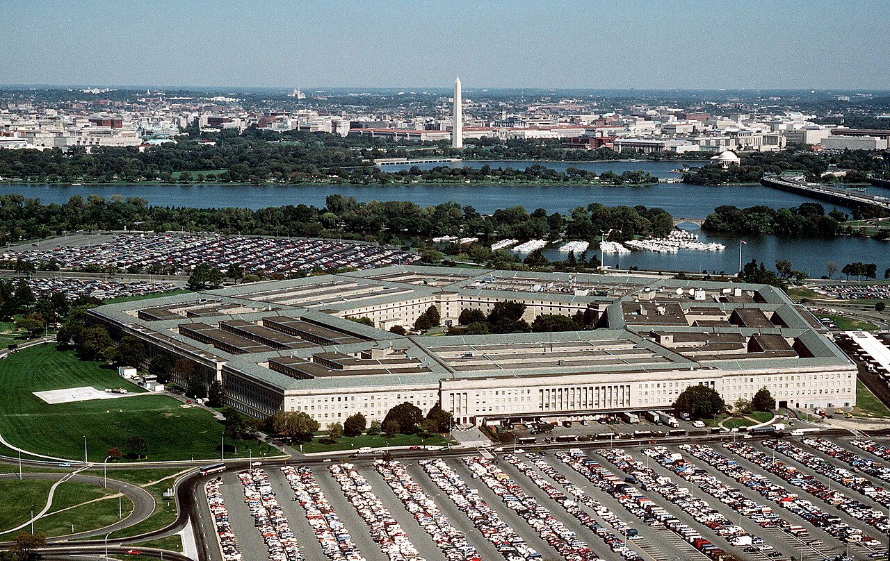 Vista aérea del Pentágono, sede del Departamento de Guerra de Estados Unidos